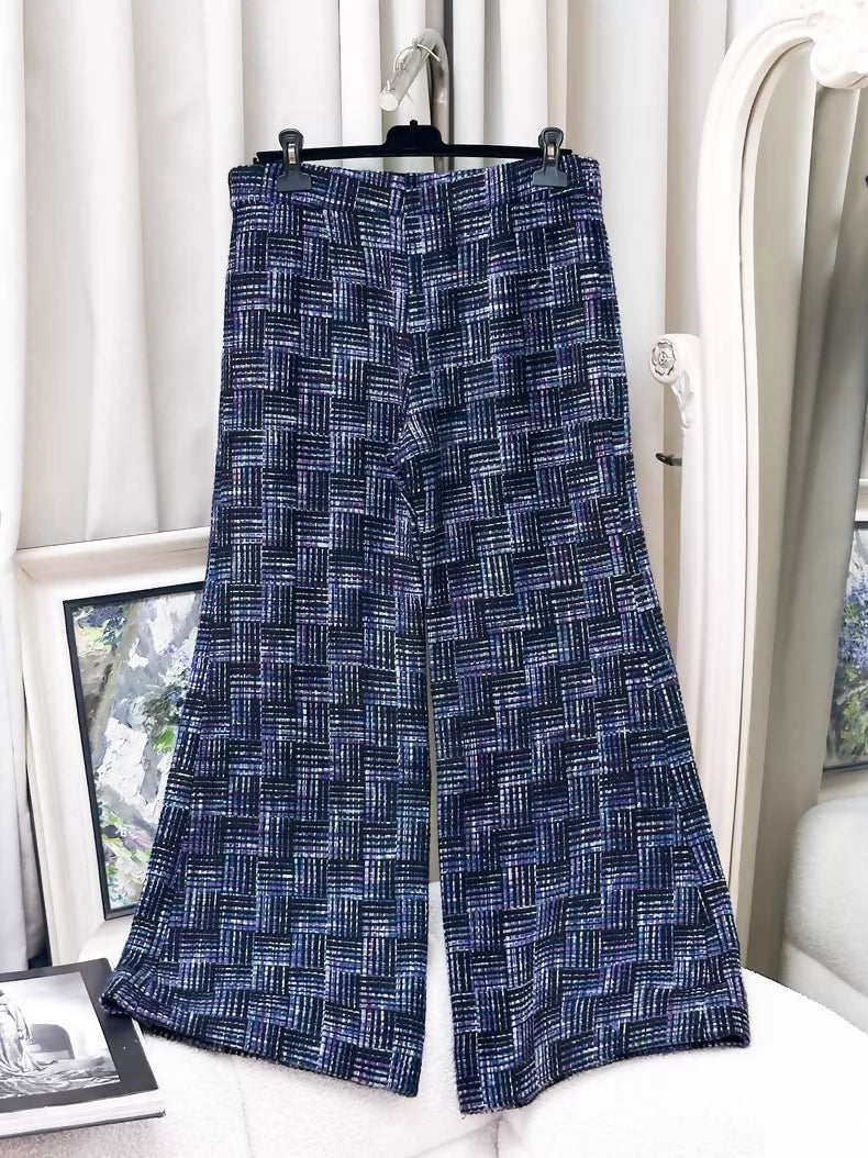 Chanel 23B purple mixed-colour tweed pants