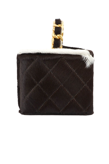 rare chanel black/Brown/white mini vanity case bag
