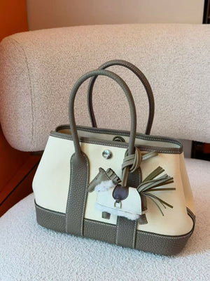 Hermès Mini Garden Party 20 Étoupe  Toile paired with Vanille Canvas & Leather Trim