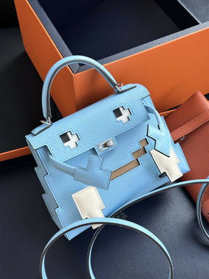Hermès Kelly Doll (Quelle Idole) Candy Blue Swift / Epsom Leather with Palladium Hardware (Japan Exclusive Edition)