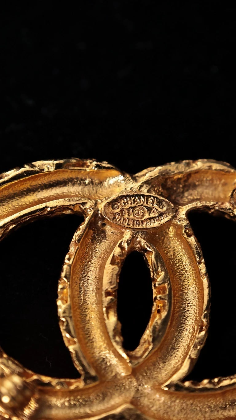 Chanel 2003 Plain Gold Lava CC Tassel Brooch