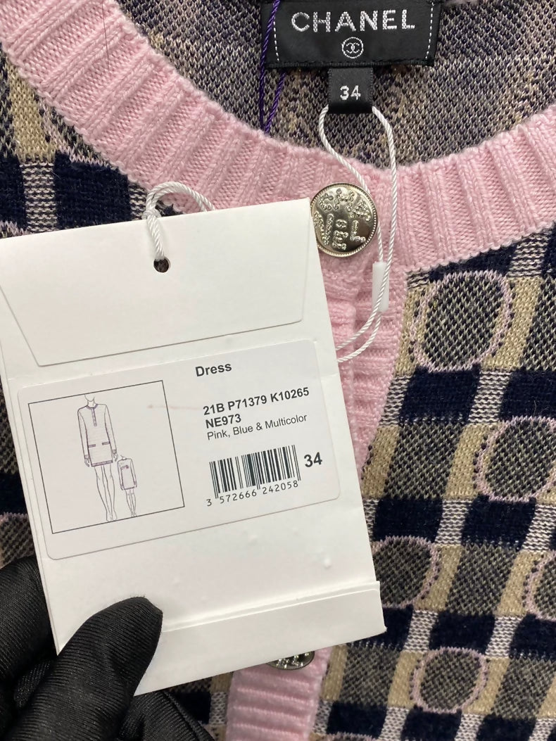 Chanel 21B pink, blue, multicolor dress