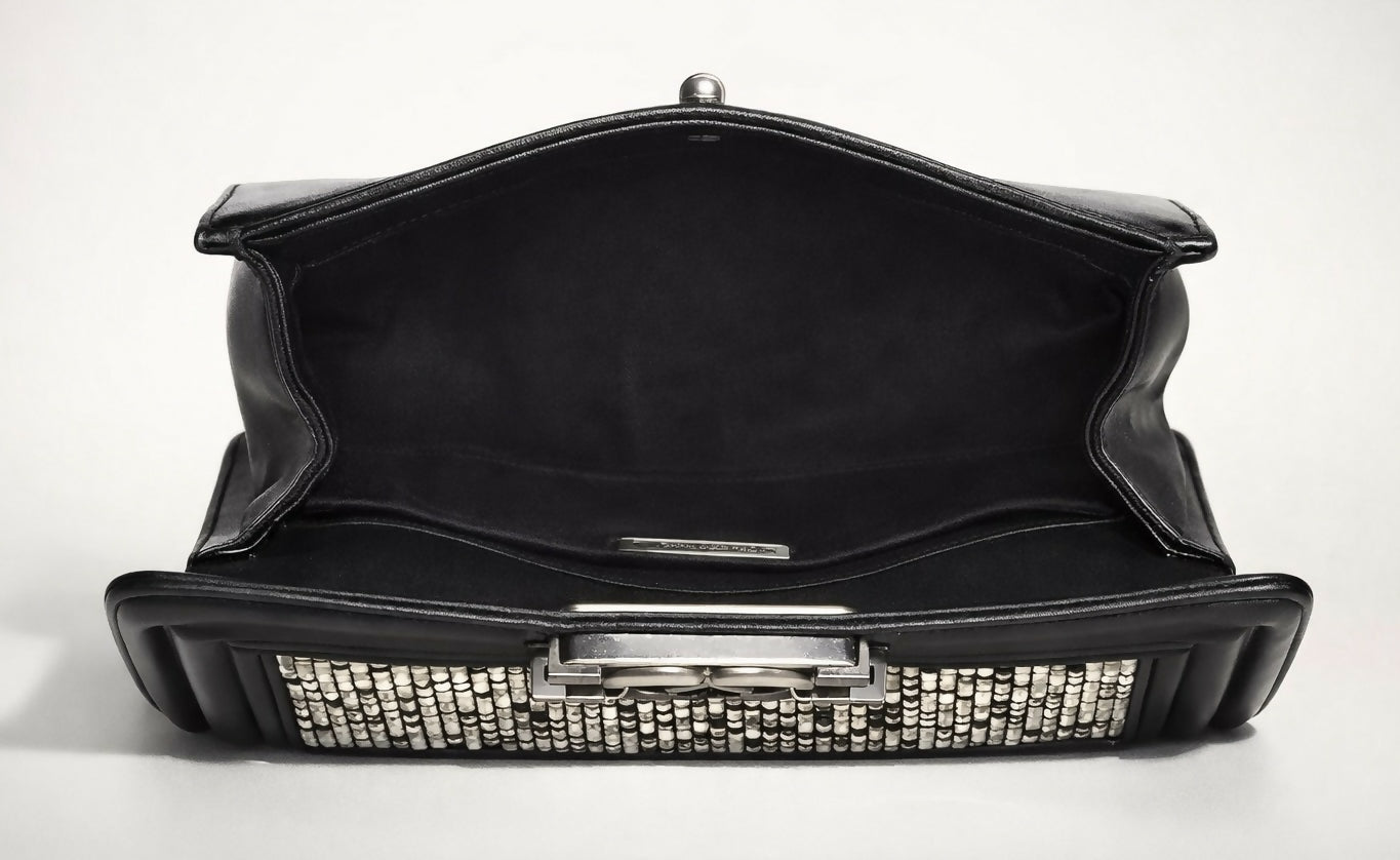 Chanel 14P Swarovski Crystals Small Black Leather Boy Bag