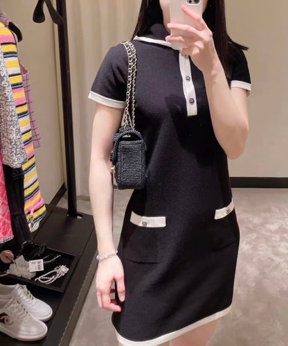 Chanel 24C black and white knitted hoodie dress