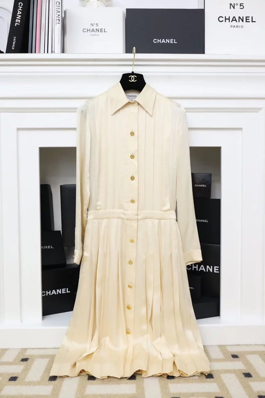 Chanel beige Satin Silk Dress