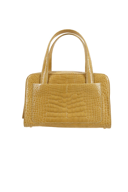 rare chanel gold beige Alligator leather shoulder tote bag