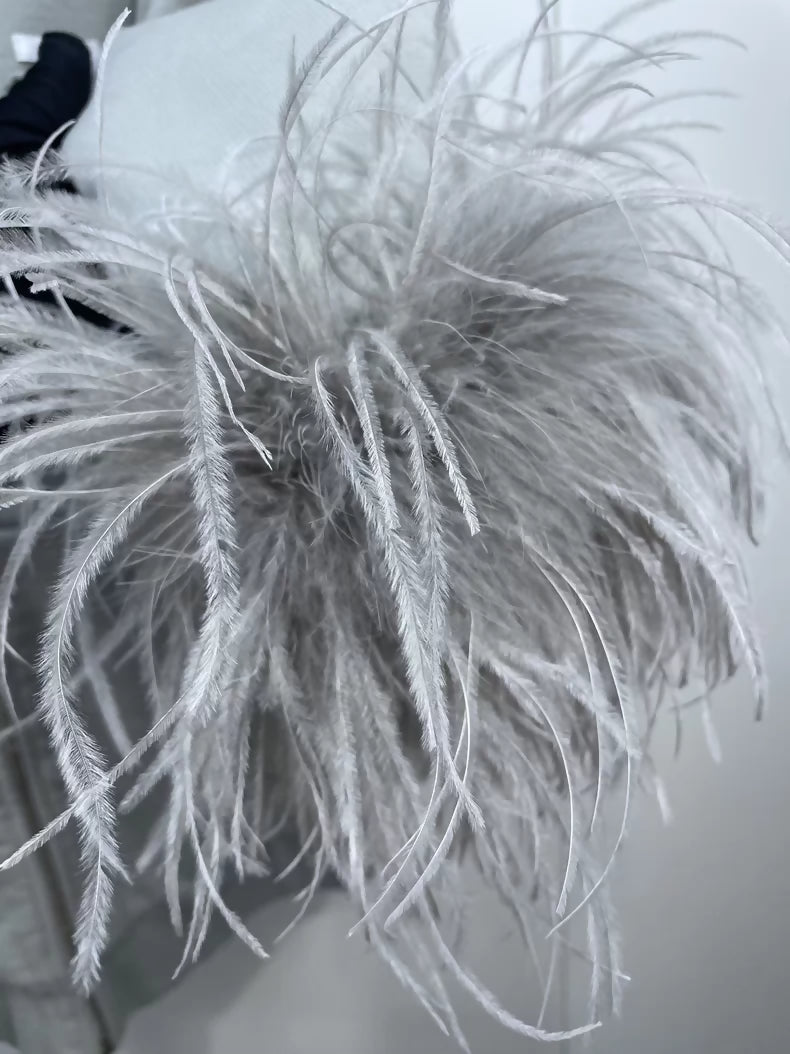 Prada 2024 Grey Feather-Decorated Hooded jacket