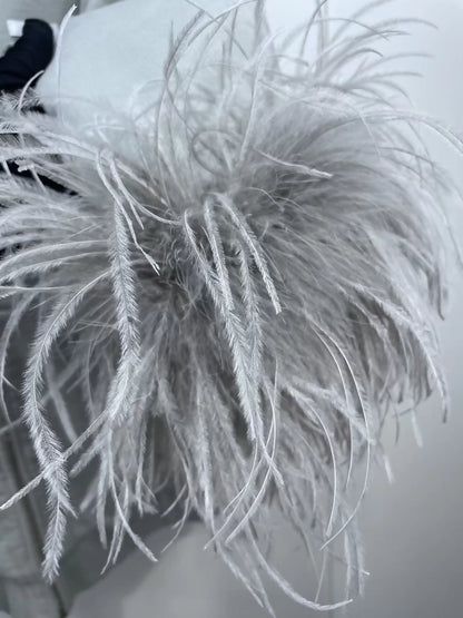 Prada 2024 Grey Feather-Decorated Hooded jacket