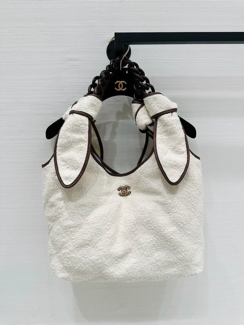 Chanel bunny ear beach hobo bag,
