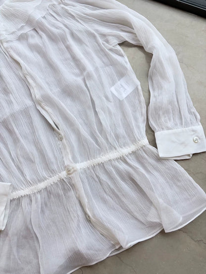 Chanel 25s white silk shirt