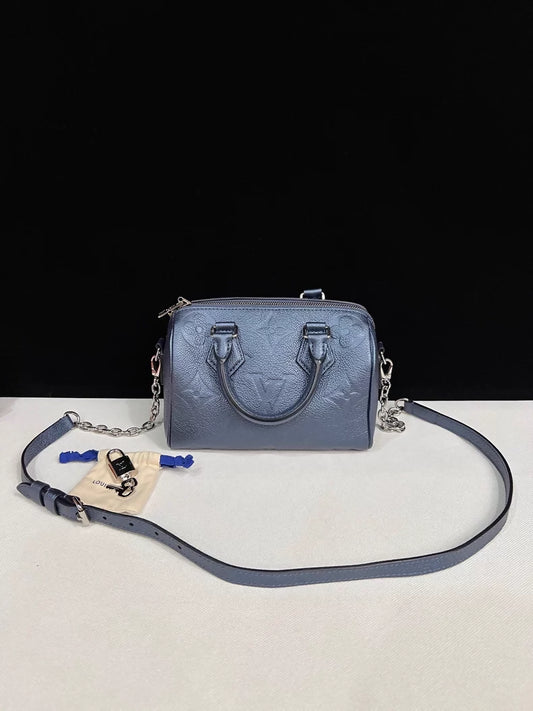 Louis Vuitton Speedy 20 blue embossed silver hardware