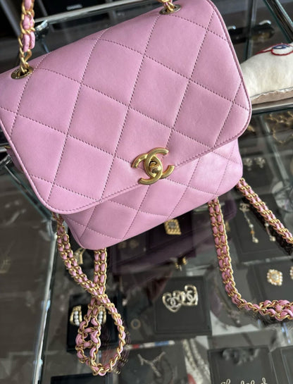 Chanel 23 pink backpack gold hardware