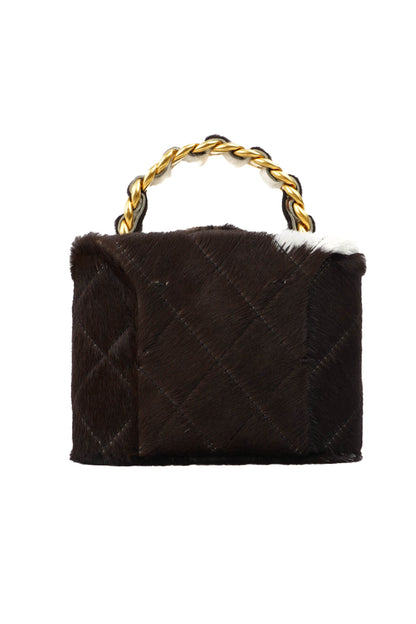 rare chanel black/Brown/white mini vanity case bag