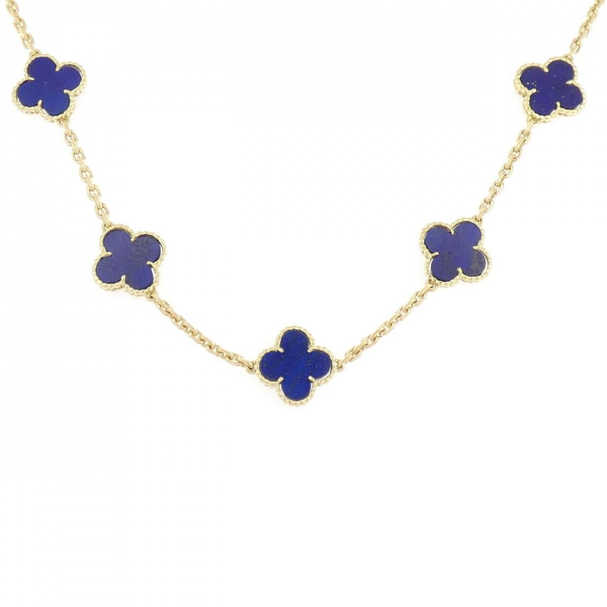 Van Cleef & Arpels Vintage Alhambra Lapis Lazuli 20 Motif Yellow Gold Necklac