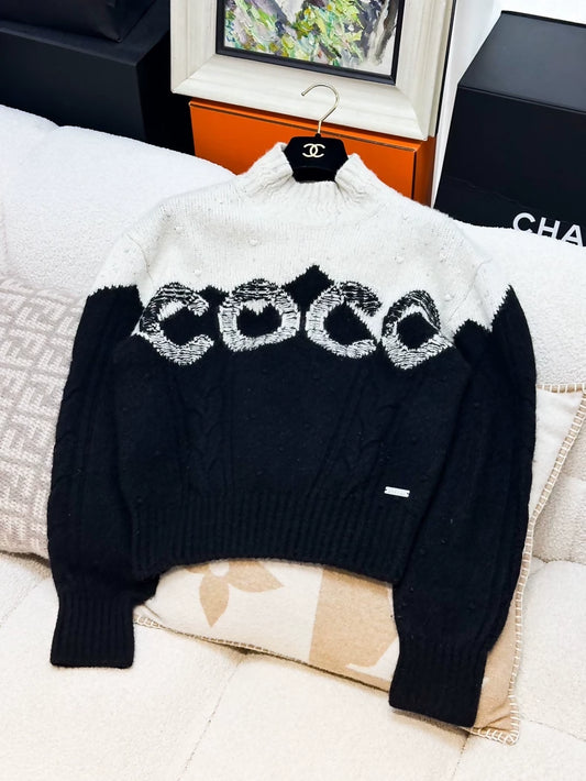 Chanel 21N Coconeige Black and White  Sweater
