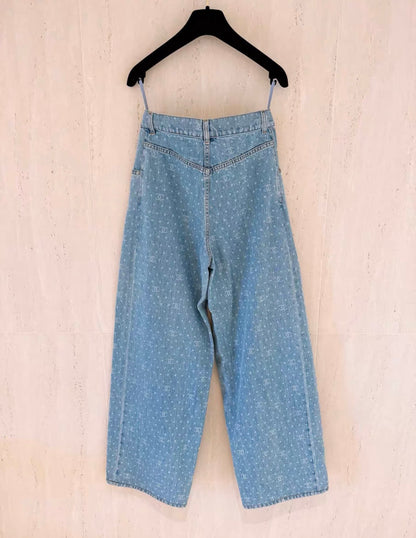 Chanel 23 trendy polka dots boyfriend denim size 34FR