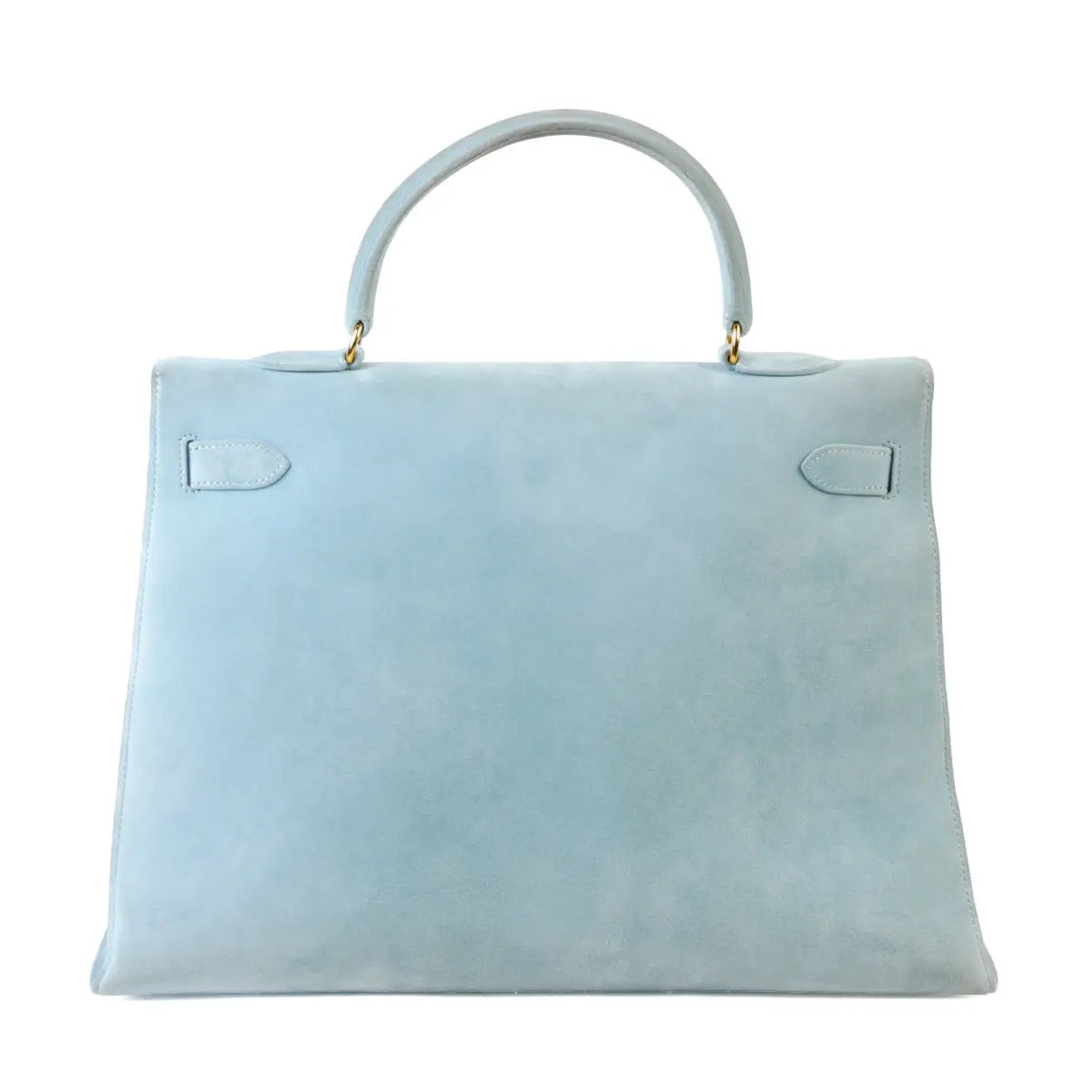 Vintage Hermes kelly 35 Baby blue doblis suede leather gold hardware