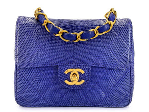 Chanel Blue Lizard gold hardware mini flap bag