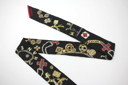 Chanel 20s 100% Silk Black Jewellery Perfume Bottle and Scarf