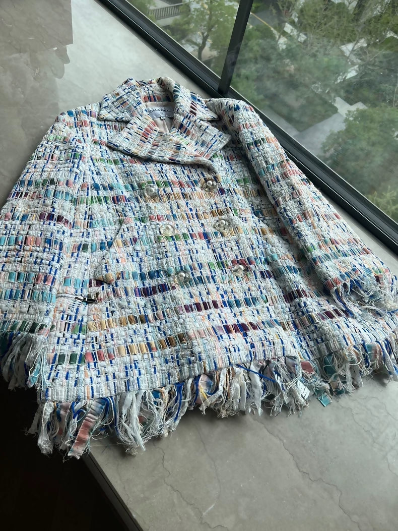 Chanel 2018 multicolor fringed coat