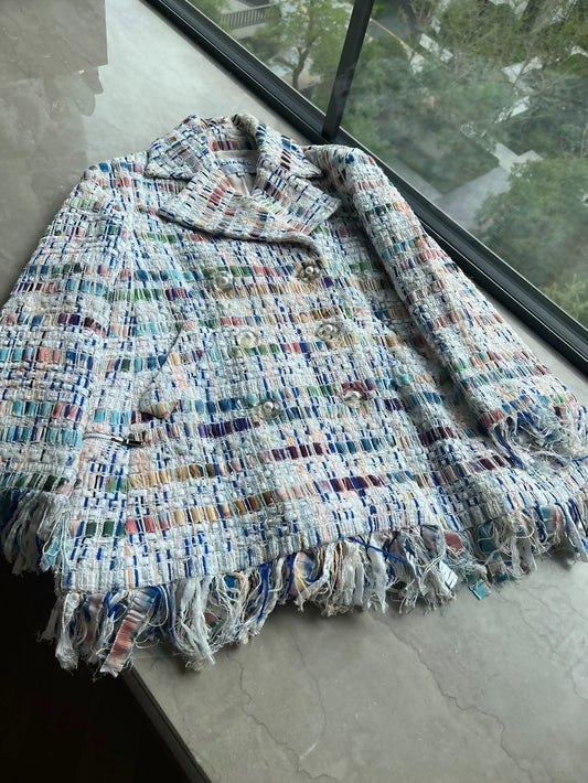 Chanel 2018 multicolor fringed coat