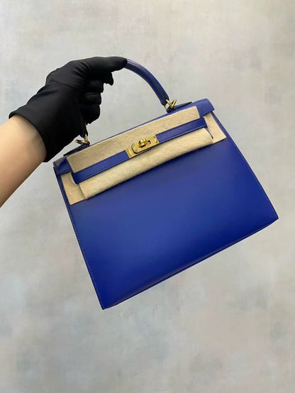 Hermes Kelly 25 Electric Blue TAD Leather with gold hardware