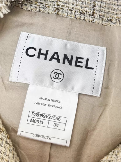 Chanel 10A Beige Tweed jacket and skirt set