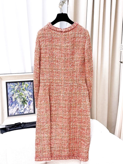 Chanel 2016 orange tweed dress