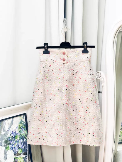 Chanel 19S Pink Mixed tweed dress and skirt set