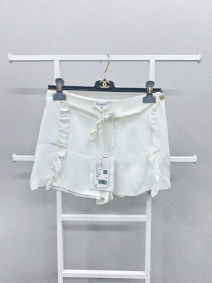 Chanel 21C White Silk Shorts