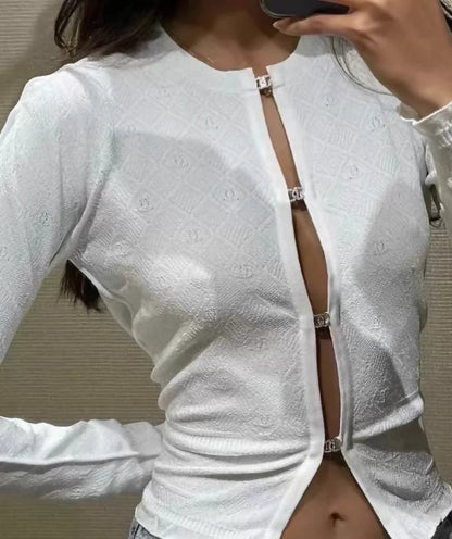 Chanel 24S White Knit Top