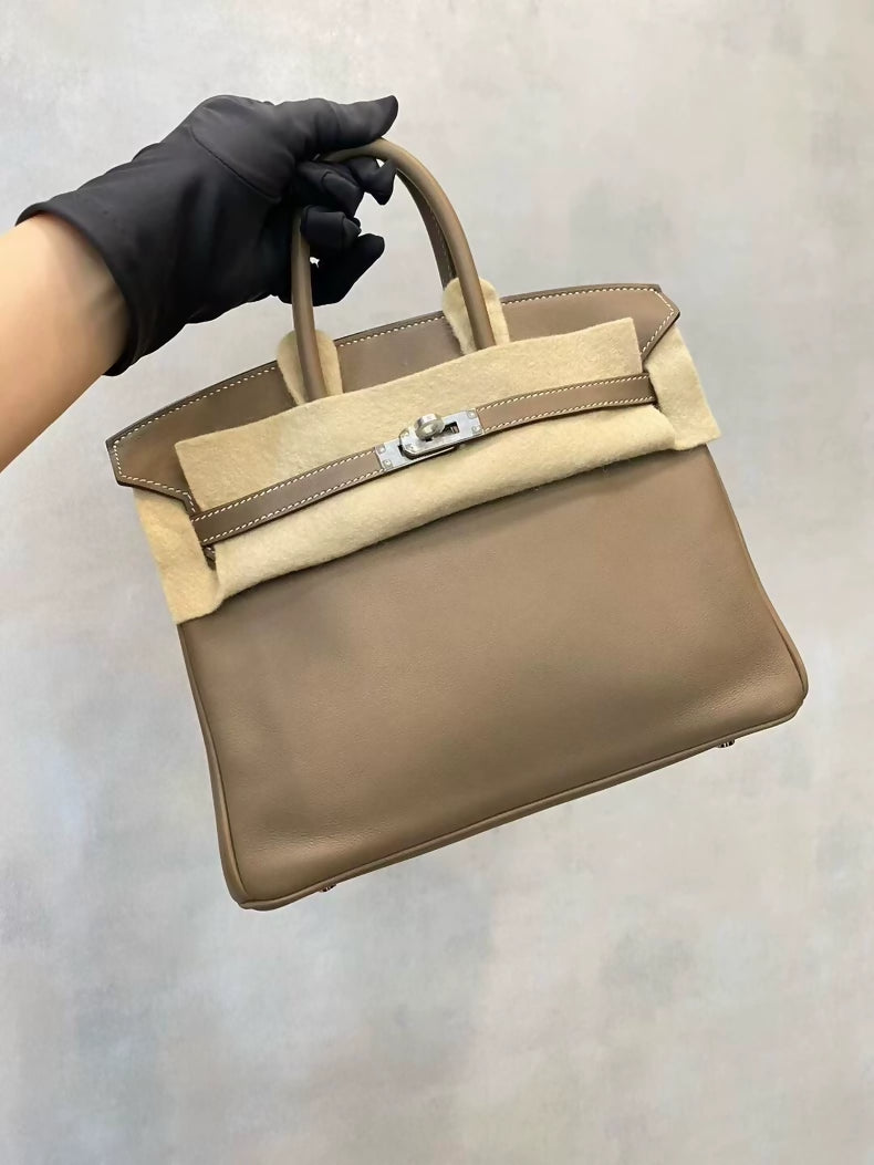 Hermes Birkin 25 elephant grey swift leather palladium hardware