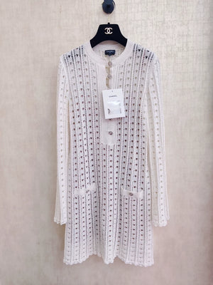 Chanel 23A white openwork dress