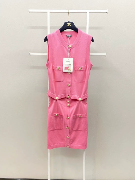 Chanel 22S pink jumpsuit in cashmere,