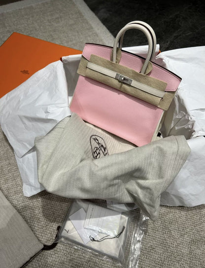 Hermès Special Order (HSS) Birkin 25 Rose Sakura and White Silver Hardware