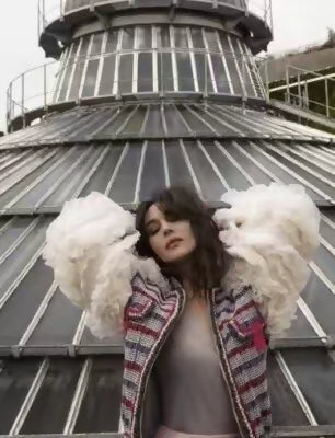 Chanel 17S white/black/purple/pink cotton jacket