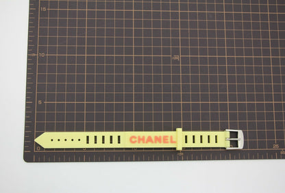 Chanel Vintage 99P Rubber Yellow with Orange Lettering Bracelet