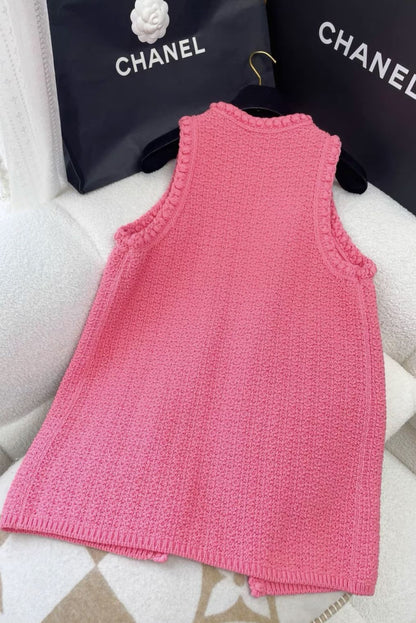 Chanel 22S pink knitted long vest