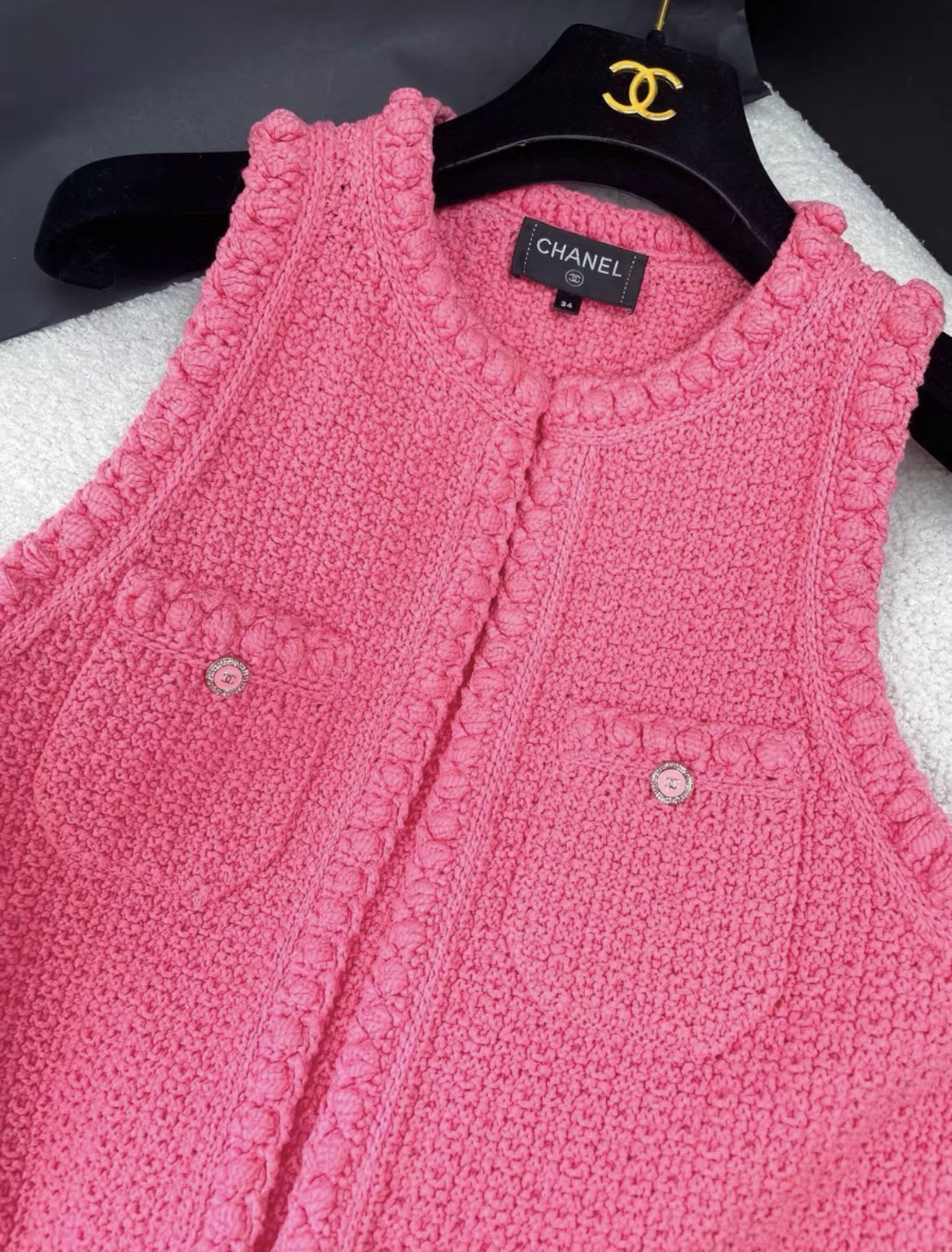 Chanel 22S pink knitted long vest