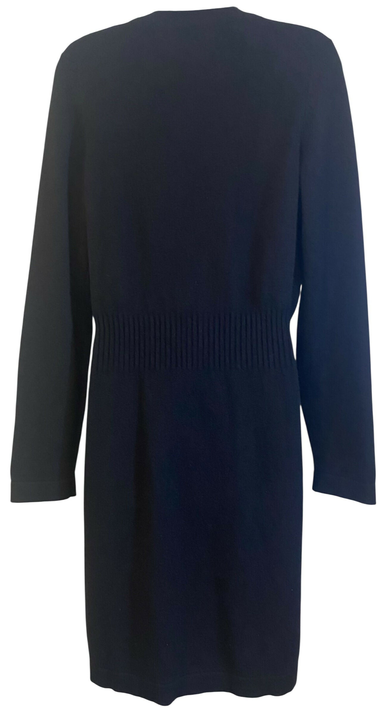 Chanel 10C Paris Venice Black Cashmere Cardigan Long Jacket Cardicoat FR 40