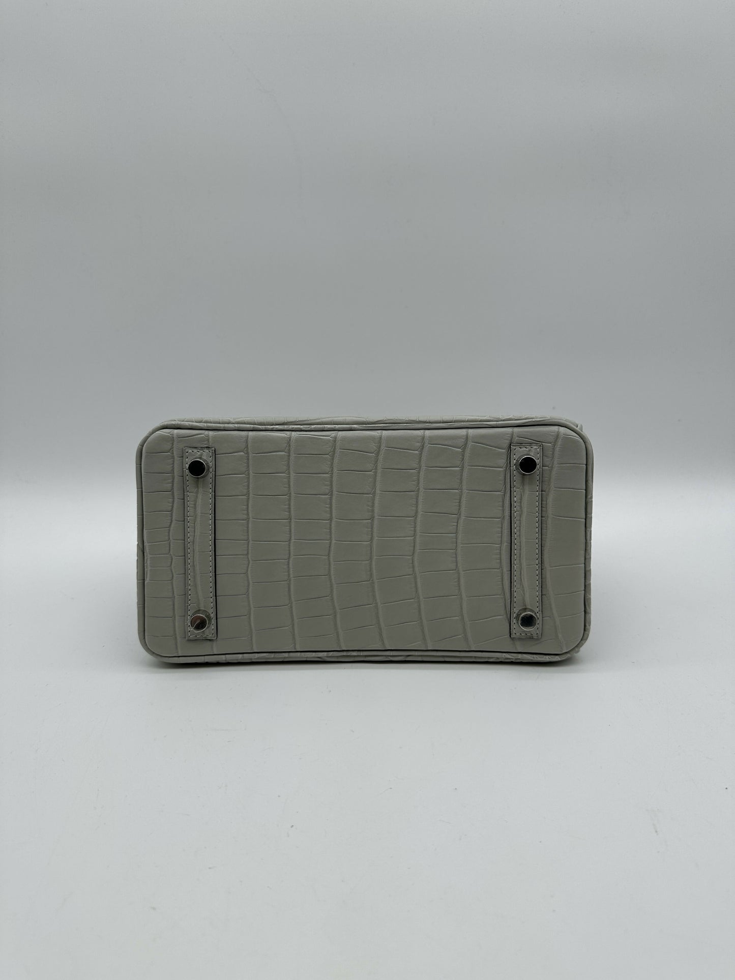 Hermès Birkin 25 Matte Alligator Gris Neve PHW W 2025