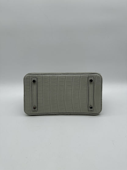 Hermès Birkin 25 Matte Alligator Gris Neve PHW W 2025