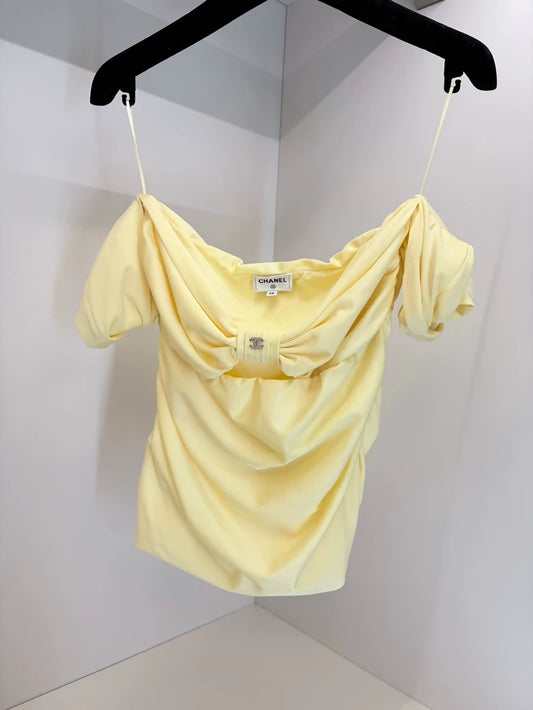 Chanel 23s Yellow Off-Shoulder Top
