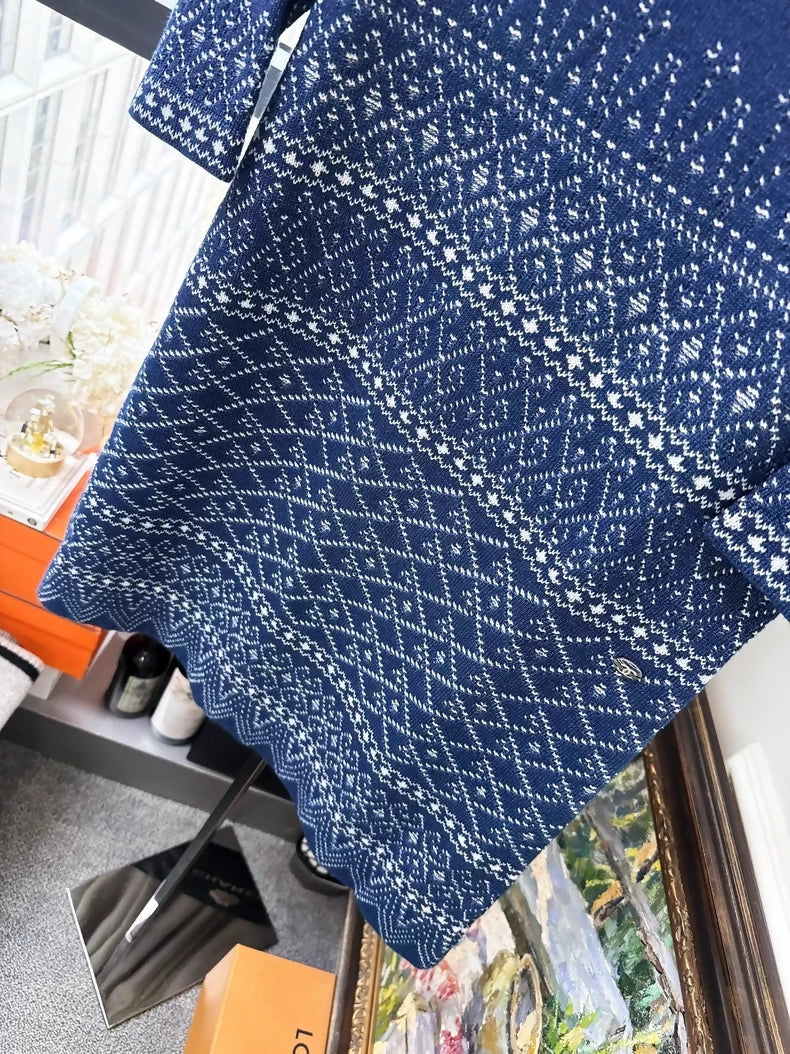 Chanel 14C blue and white knit dress