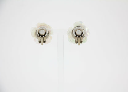 Chanel Vintage 98S Resin Iridescent Camellia 3D Clip-on Earrings