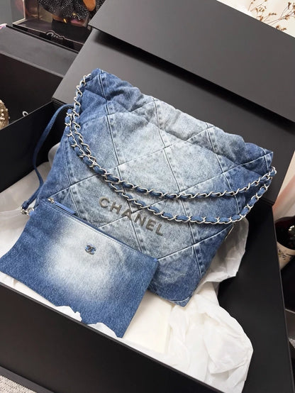 Chanel 23P Denim hobo bag with silver hardware