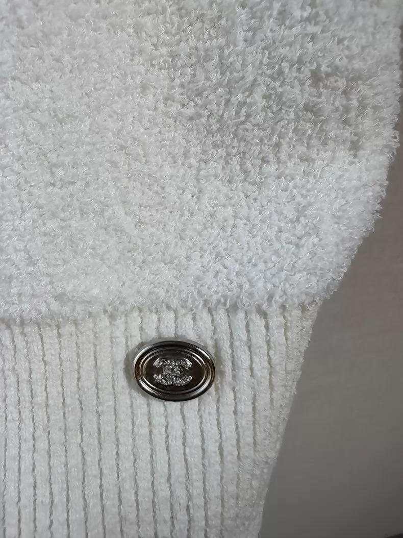 Chanel 21S white terry cloth top