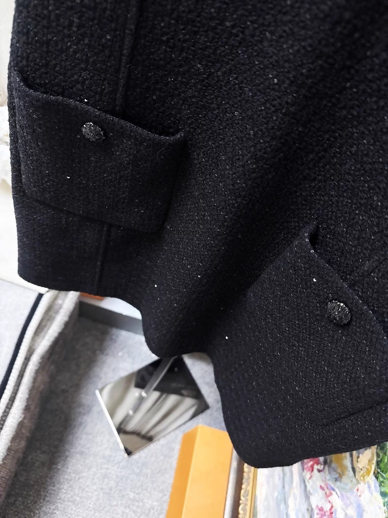 Chanel 25K black silk tweed dress