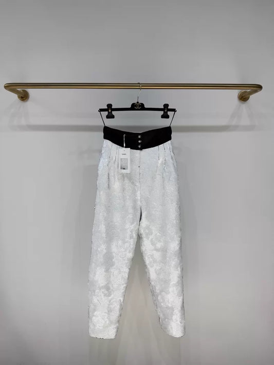 Chanel 23K White Camellia Double C pants