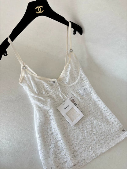 Chanel 21K white lace top